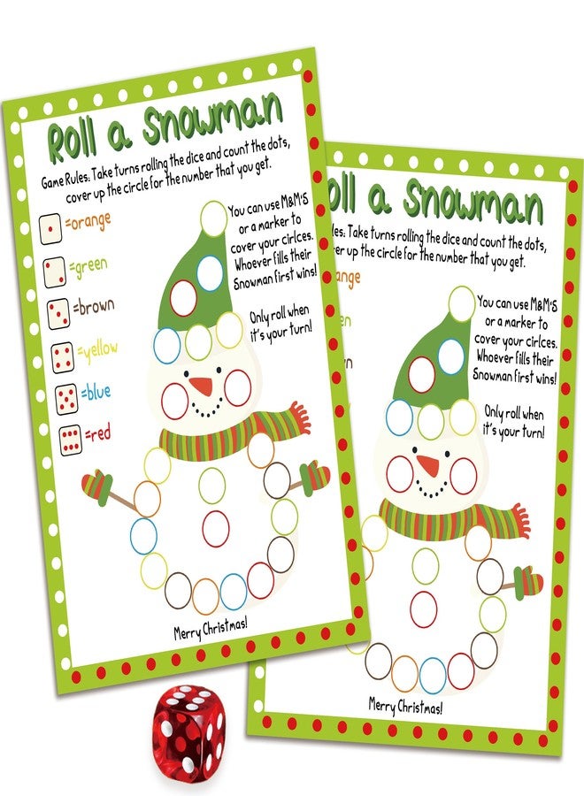 Xenseou 30PCS Roll a Snowman Game, Christmas Games for Group, Fun Xmas Party Games -SDSZ01 - Image 1